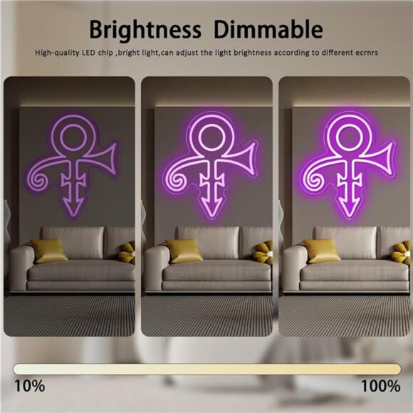 Prince Purple Rain LED Neon Love Symbol Sign Music Room Singer Musician Man Cave - Picture 6 of 7